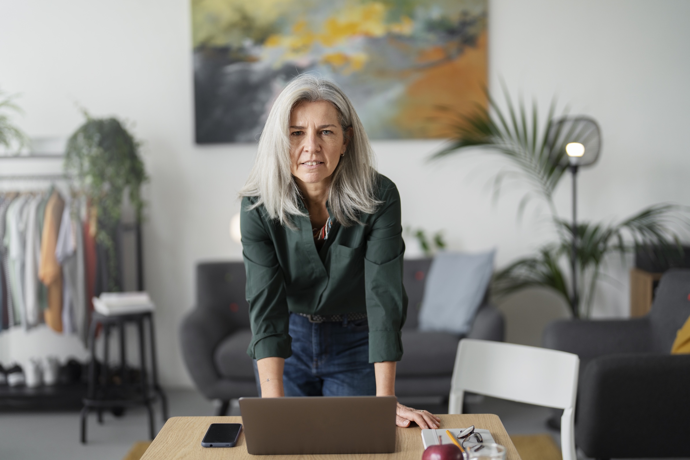 Medium Shot Senior Woman With Laptop Indoors Copy